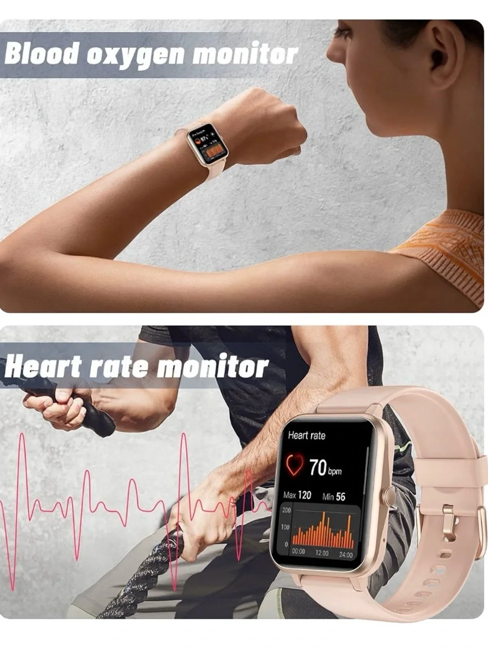 Smart Watch Bluetooth Call for iPhone Android Pink 1.8